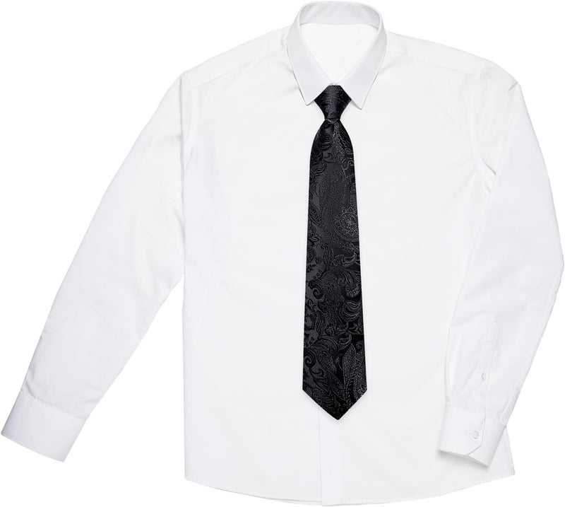 DiBanGu Boys Pre-tied Neckties and Pocket Square Set Adjustable Strap Tie for Kids Wedding Party Graduation School Uniforms - Image 4